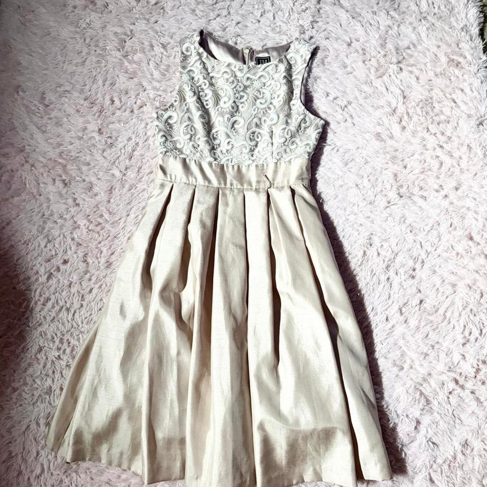 Neutral‎ Coquette Twee Formal Lace Quiet Luxury Minimalist Dress Womens 8 Modest
